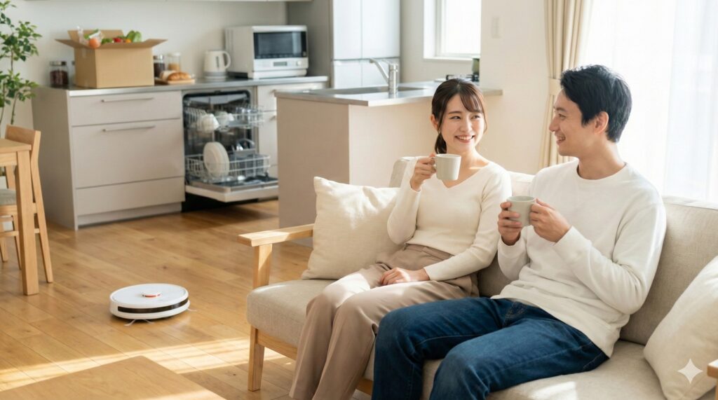 時短家電や宅食の活用で自分たちの時間を創出