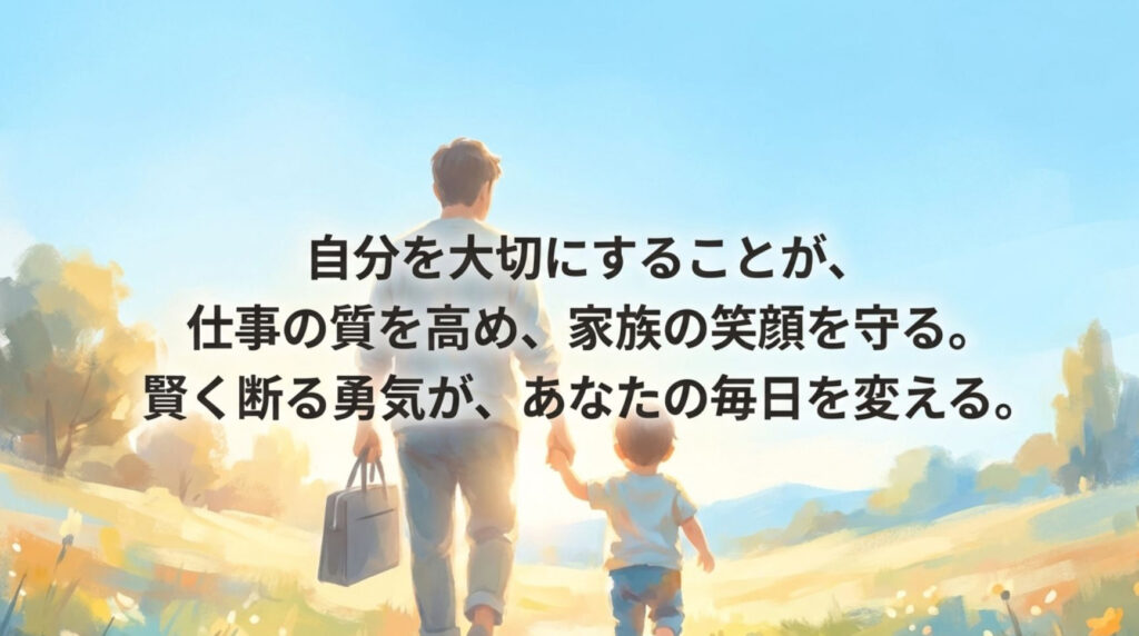 賢く断る勇気が毎日を変えるというポジティブなメッセージ画像