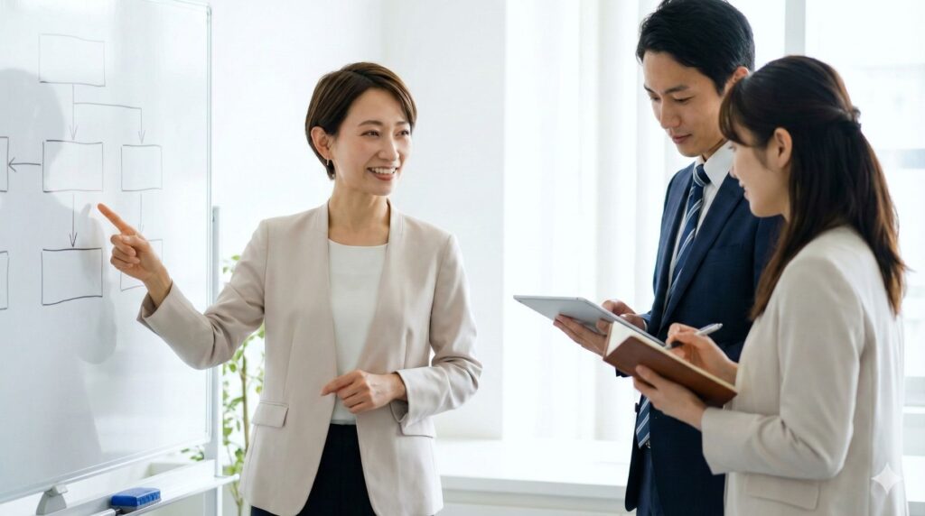 フロー図を用いて業務の全体像を共有するチーム