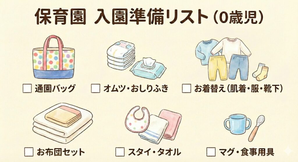 【0歳の保育園入園準備】必要なものリスト